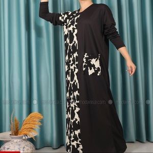 Multi print Black and White Dress